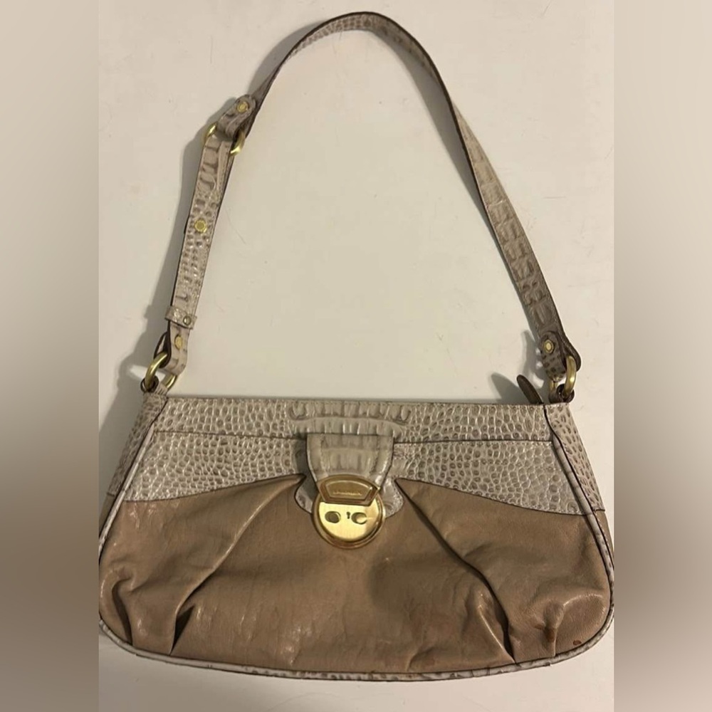 Brahmin Cream and Gold Croc-Embossed Bag - Picture 2 of 6